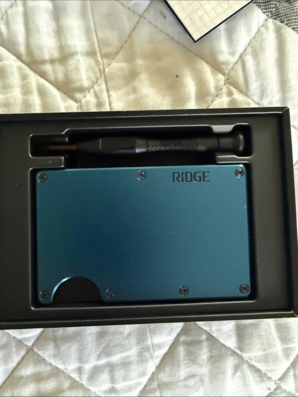 Ridge RFID Blocking Aluminum Wallet w/Cash Strap, Alpine Navy, NIB NWT